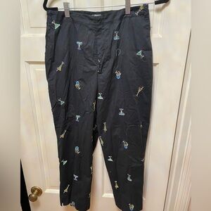 🥂Black Pants with Colorful Cocktail Glass Embroidery🤩